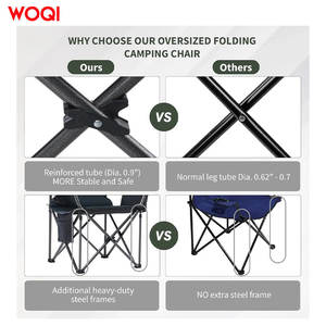 Chaise pliante de camping Woqi, structure en aluminium, tissu Oxford, avec porte-gobelet et sac de rangement, bleu marine - Product Image 3