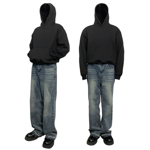 Custom Heavyweight 420gsm Knitted Cotton Regular Fit Winter Men's Hooded <strong>Hoodies</strong> with Digital Printing &amp; Embossed Design - Product Image 5