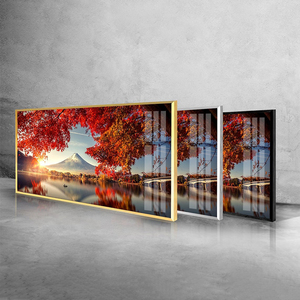 Decoración del hogar paisaje rojo Fuji montaña vidrio templado panorámico tamaño Extra grande cristal porcelana pintura pared - Product Image 2