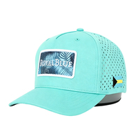 Gorra de Béisbol Transpirable para Hombre con Perforaciones Láser, Color Azul Rey, Parche de Palmera, Bordado Lateral con Bandera, para Golf y Actividades al Aire Libre