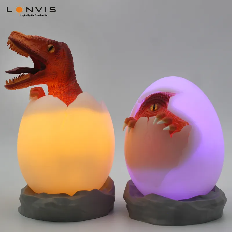 Creative Dinosaur Eggs 3D Night Lights 3D Dinosaur Lamp Multi-colors Remote Control 16 LED Colors Rechargeable Dinosaur Lamp