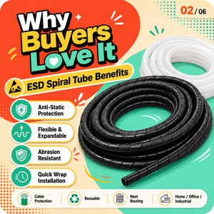สายรัดป้องกันไฟฟ้าสถิตย์ ESD แบบกระจายประจุ 1E6-1E9 โอห์ม  วัสดุ PE ป้องกันฝุ่น ใช้ซ้ำได้ สำหรับพื้นที่สะอาด  แบบเกลียว - Product Image 2