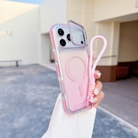 Coque de téléphone magnétique sans fil haut de gamme à dégradé coloré avec support de cadre d'appareil photo pour iPhone 17 Pro Max, coque transparente