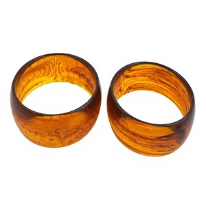 Bracelets joncs élégants en résine acrylique effet marbre noir, motif écaille de tortue ambrée, accessoire de bijouterie unisexe tendance pour femme - Product Image 3
