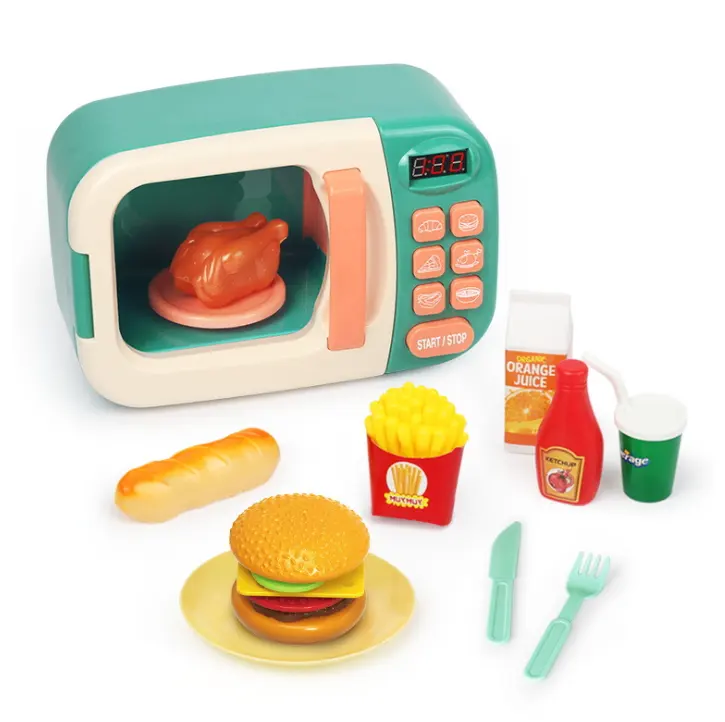 Sıcak satmak mikrodalga mutfak oyun setleri oyna oyna elektronik fırın oyna gıda tencere ve çocuklar için Pan oyuncak setleri