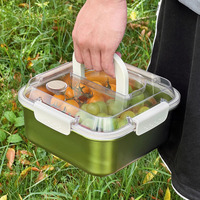 Micro-ondes sûr carré 304 repas préparation conteneur frais garder boîte en acier inoxydable cuisine stockage des aliments ensemble de conteneurs avec poignée