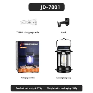 Linterna <span class=keywords><strong>solar</strong></span> LED blanca, venta al por mayor, recargable, sin escalones, impermeable, ABS, cuerpo, IP65, luz para acampar - Product Image 6