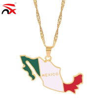Collier pendentif carte des pays des Caraïbes avec drapeau – Jamaïque, Mexique, Haïti, Trinité-et-Tobago, République Dominicaine – Collier en émail avec carte – Bijou cadeau