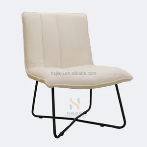 Nordic mobili di lusso moderno in velluto tessuto alto orsacchiotto Beige poltrona da caffè divano soggiorno sedie con gamba in metallo