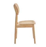 Chaise de salle à manger en bois massif au design nordique moderne, siège en rotin tressé, chaise en bois de luxe
