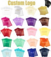 Groothandel Goedkope Custom Witte Organza Tassen 13X18 Bruiloft Sieraden Doorschijnend Organza Tas Teryleen Trekkoord Tassen Bedrukt Logo
