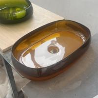 MILUO Vente chaude Lavabo de comptoir moderne en résine transparente Garantie 3 ans Capacité 9L Projets hôteliers de luxe Haut de gamme Ovale