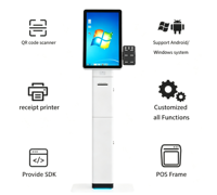 Kiosque en libre-service Android pour l'enregistrement et le départ en milieu hospitalier, système de paiement pour visiteurs en supermarché avec lecteur de code QR et imprimante thermique