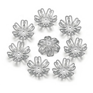 Six Petal Flower Bead Cap 14mm | 18K PVD Gold Plated Stainless Steel Openwork <b>Spacer</b> for DIY Bracelet Necklace Jewelry Making - Product Image 5