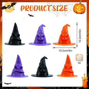 Mini chapeau de sorcière d'Halloween avec lumières LED, lampe à visage effrayant qui brille, petite lampe citrouille sorcière, décorations pour fête d'Halloween à la maison - Product Image 5