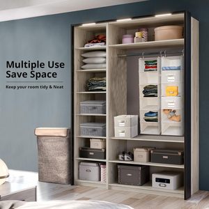 1 Pack 6 Shelf Hanging Closet Organizer With 2 Drawers And 4 Side Pockets For Clothes <b>Shoes</b> Bedroom <b>Storage</b> - Product Image 4