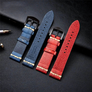 18mm 24mm 20mm 22mm rojo marrón Retro Vintage cuero de vaca de liberación rápida correa de reloj inteligente de cuero genuino para <span class=keywords><strong>Apple</strong></span> para Samsung - Product Image 2