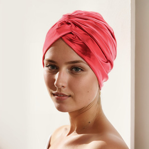 Venta al por mayor cómodo de las mujeres de colores sólidos Floral/leopardo volante nudo sedoso Jersey transpirable elástico gorro de dormir turbante todo - Product Image 1