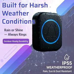 Timbre Inalámbrico a Prueba de Agua con Enchufe para EE. UU., UE y Reino Unido, Transmisor de Batería, 300m, 38 Melodías, 4 Niveles de Volumen, Timbre para el Hogar - Product Image 6