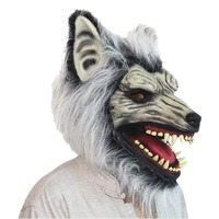 Masque en latex tête de loup démoniaque pour Halloween et Noël, nouveau couvre-chef en peluche loup-garou gris, vente directe d'usine transfrontalière pour jeu de rôle