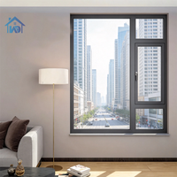 Ventana Abatible Moderna de Aleación de Aluminio Personalizada con Diseño de Rejilla de Acero Inoxidable para Uso en Exteriores con Aislamiento Acústico