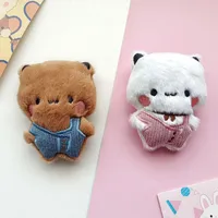 Porte-clés en peluche Bubu Dudu, adorable poupée panda en salopette, pendentif de sac pour couple Kawaii, jouet animal de dessin animé, objets mignons, cadeau de Saint-Valentin