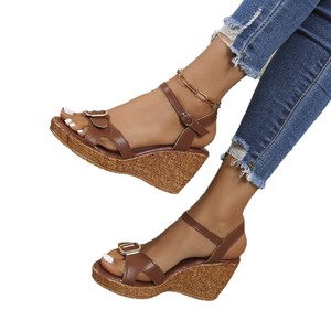 Women New Style Platform Thick-Soled Roman Sandals Summer Wide Strap European and American Wedge Sandals - Product Image 5