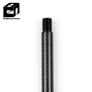 High Strength Lightweight Carbon Fiber Tube With Aluminum Threaded Connector OEM Carbon Tube