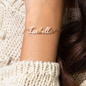 Braccialetto Personalizzato <span class=keywords><strong>con</strong></span> <span class=keywords><strong>Nome</strong></span> per Donne, Placcato Oro in Acciaio Inossidabile 316L, Gioielli <span class=keywords><strong>con</strong></span> Lettere Personalizzate, Supporto per Dropshipping - Product Image 2