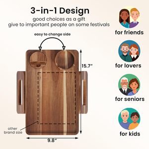 ถาดวางแขนโซฟาไม้ 40x25x7.3 ซม. ที่วางแก้วไม้อัดแข็งสำหรับเก็บอาหารว่าง - Product Image 4
