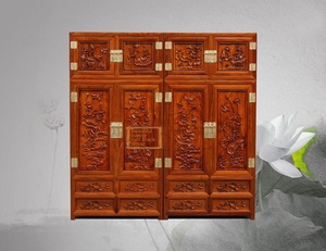 Armoire classique en acajou Ming et Qing, fabriquée à la main, avec dessus à mortaise, en bois massif de santal rouge, style chinois, modèle Han - Product Image 4