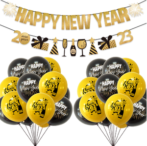 Scintillant bonne année 2023 papier bannière drapeau feu d'artifice cadeau <span class=keywords><strong>champagne</strong></span> guirlande et ballons à air pour le jour <span class=keywords><strong>de</strong></span> l'an fête décor - Product Image 2