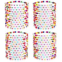 Bracelet d'amitié élastique de style occidental inspiré des lettres d'amour, en pierres naturelles et verre filé, pour femmes, à porter en superposition