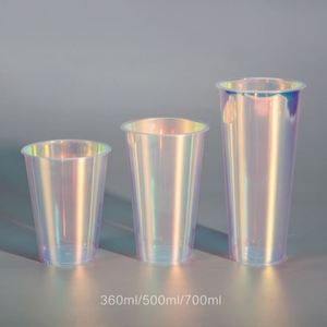 Custom LOGO Print rainbow Silver Laser <b>Plastic</b> <b>Cup</b> Disposable Ice <b>Drink</b> Coffee Cold <b>Cup</b> PET PP With Lids - Product Image 4