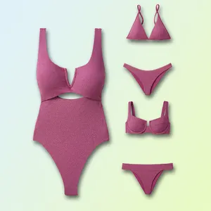 huilin factory bulk wholesale private label swimwear women two piece bikini sets plain high quality oen piece swimwear beachwear