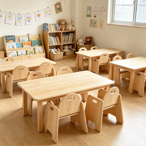 Meubles en bois modernes pour garderie Montessori, crèche, école maternelle, fabricant de tables et de chaises, centre d'apprentissage - Product Image 4