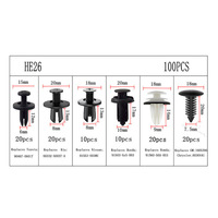 HE26 Nouveaux accessoires automobiles en plastique, 100 pièces, mélange de fixations, attaches, clips de panneau de porte
