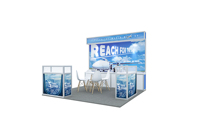 Stand d'exposition en profilé aluminium réutilisable de haute qualité, stand portable pour salon professionnel, pour les cosmétiques, l'électronique, conception personnalisée