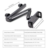 Support de téléphone pour appuie-tête de voiture à rotation 360°, réglable, pour les voyages en voiture, support de tablette pour voiture de 4,7 à 13,9 pouces