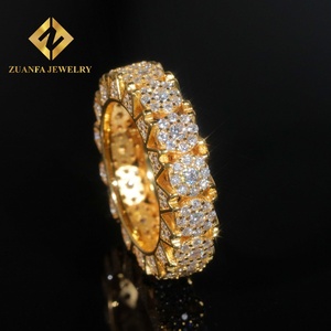 New Iced Out Hip Hop <b>Rings</b> 925 Sterling <b>Silver</b> 18K Gold Plated Fully Moissanite Diamond <b>Ring</b> Custom <b>Rings</b> for <b>Men</b> - Product Image 1