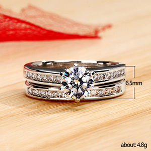 Anello Solitario a Sei Punte, Set di Anelli Classici Stile Matrimoniale per Donne - Product Image 5