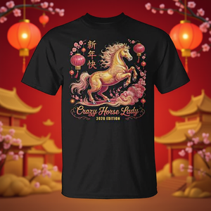 Camiseta Crazy Horse para Mujer, Edición 2026, Diseño de Año Nuevo Chino, Unisex para Adultos, Cuello Redondo, Manga Corta, Impresión Digital - Product Image 4