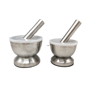 <strong>Large</strong> Double Wall Stainless Steel <strong>Mortar</strong> <strong>and</strong> <strong>Pestle</strong> Sets With Freshness Storage Top - Product Image 1