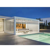 Moderner 4x4 Aluminium Biocli matica Pavillon Louvre Smart Automatisches Lamellen dach Wasserdichter Sonnenschutz Patio Pool Pergola