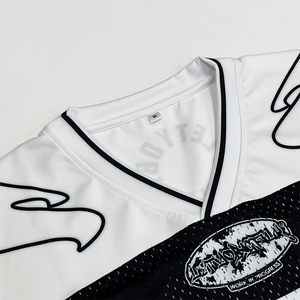 Venta al por mayor de ropa de calle personalizada, camiseta de fútbol retro americana, camiseta de fútbol recortada suelta de malla sublimada de alta calidad - Product Image 4