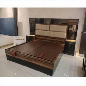 Modern Solid Teak Wood <b>Beds</b> with Storage Stylish Hand Carved <b>Bed</b> with Side Tables Italian Carved Classic Bedroom Set - Product Image 1