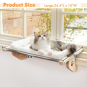 Hamaca para Gatos de Madera Maciza de Diseño Nuevo y Lujoso para 2024, Cama Colgante para Gatos con Peluche Blanco, Plegable, Divertida, para Ventana Interior - Product Image 3