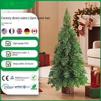 Mini Árbol de Navidad Artificial de PVC Verde Puntiagudo con Base de Madera Sólida, Disponible en 45/60/75 cm, Adorno de Mesa para Interiores