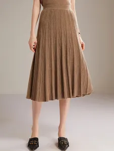 Falda de Cachemira de longitud media 2024 nueva versión A para damas faldas de lana de punto de peso pesado plisadas faldas personalizadas para mujer