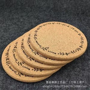 Natural Living Cork Coasters Round 5 Pack Heat Resistant Tableware <b>Protector</b> - Product Image 3